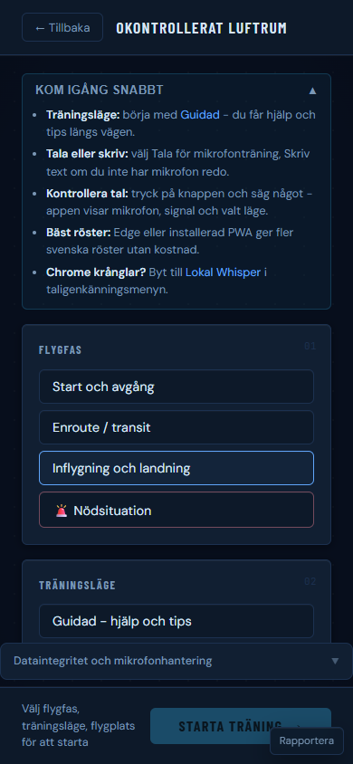 RadioTrainer setup på mobil